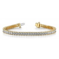 6.00 ct Ladies Princess Cut Diamond Tennis Bracelet In Channel Setting Yellow Gold 6.00 ct Ladies Princess Cut Diamond Tennis Bracelet In Channel Setting Yellow Gold